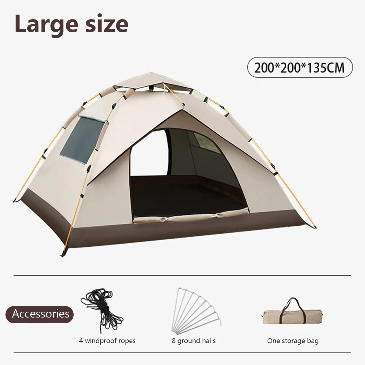 Outdoor Camping Tent with Waterproof Folding Portable for 4 Person