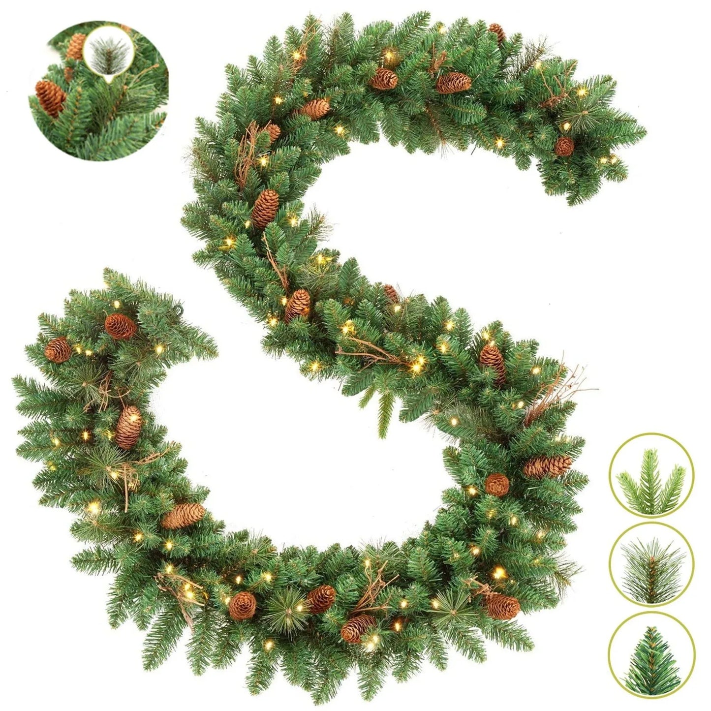 Christmas Wreath with Rattan and Vine Lights