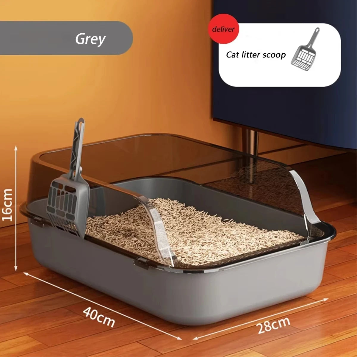 Cat Litter Box with Splashproof Removable Tray