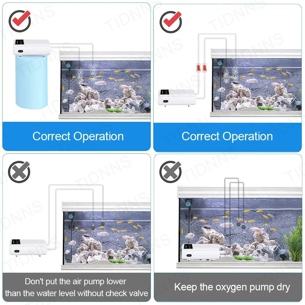 Aquarium Air Pump Rechargeable Silent USB Lithium Battery