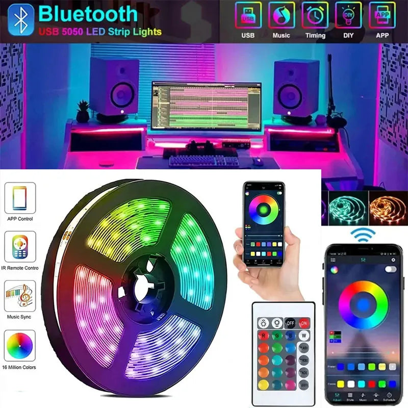 LED Strip Lights RGB Bluetooth Remote USB Flexible Ribbon