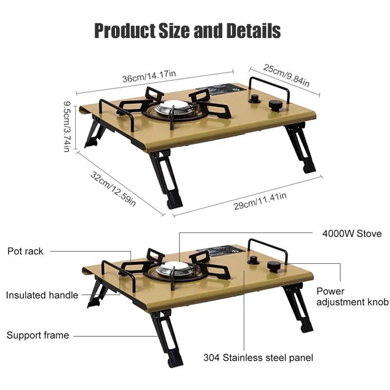 Gas Stove Portable Outdoor with Stainless Steel 4000W Burner