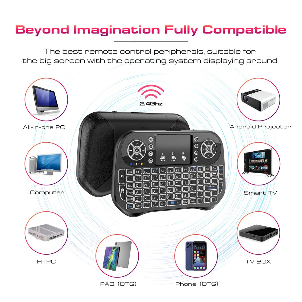 Mini Wireless Bluetooth Keyboard Backlit USB for Android PC