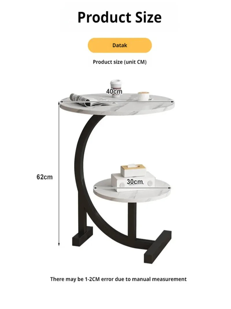 Mini Coffee Table Round Metal Modern Side Shelf