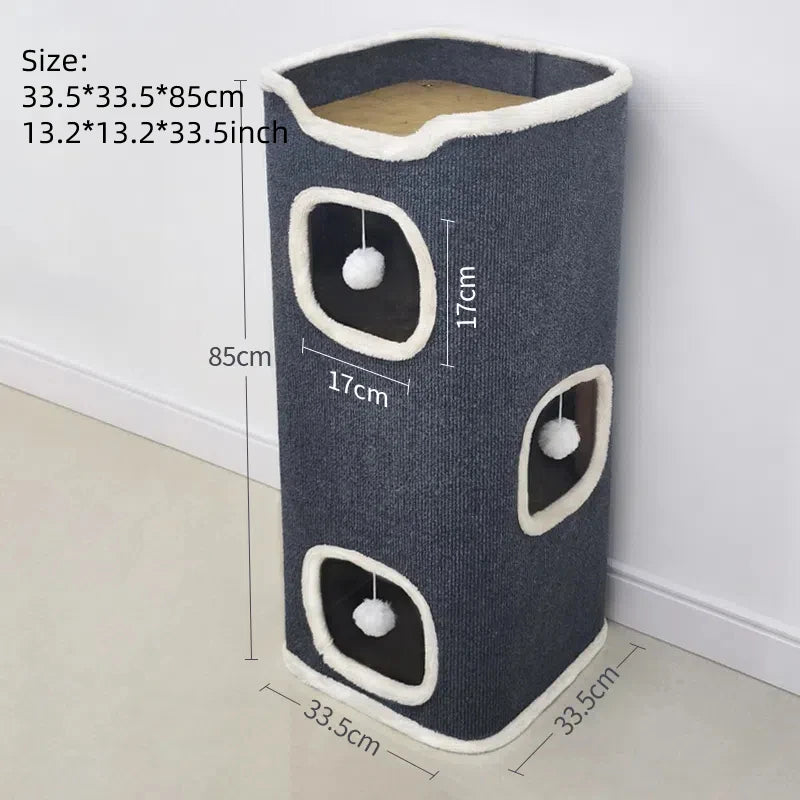 Cat House Covered Bed with Hanging Ball (3-Tier)