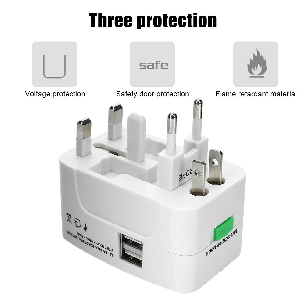 Universal Plug Travel Adapter with USB Type C Ports