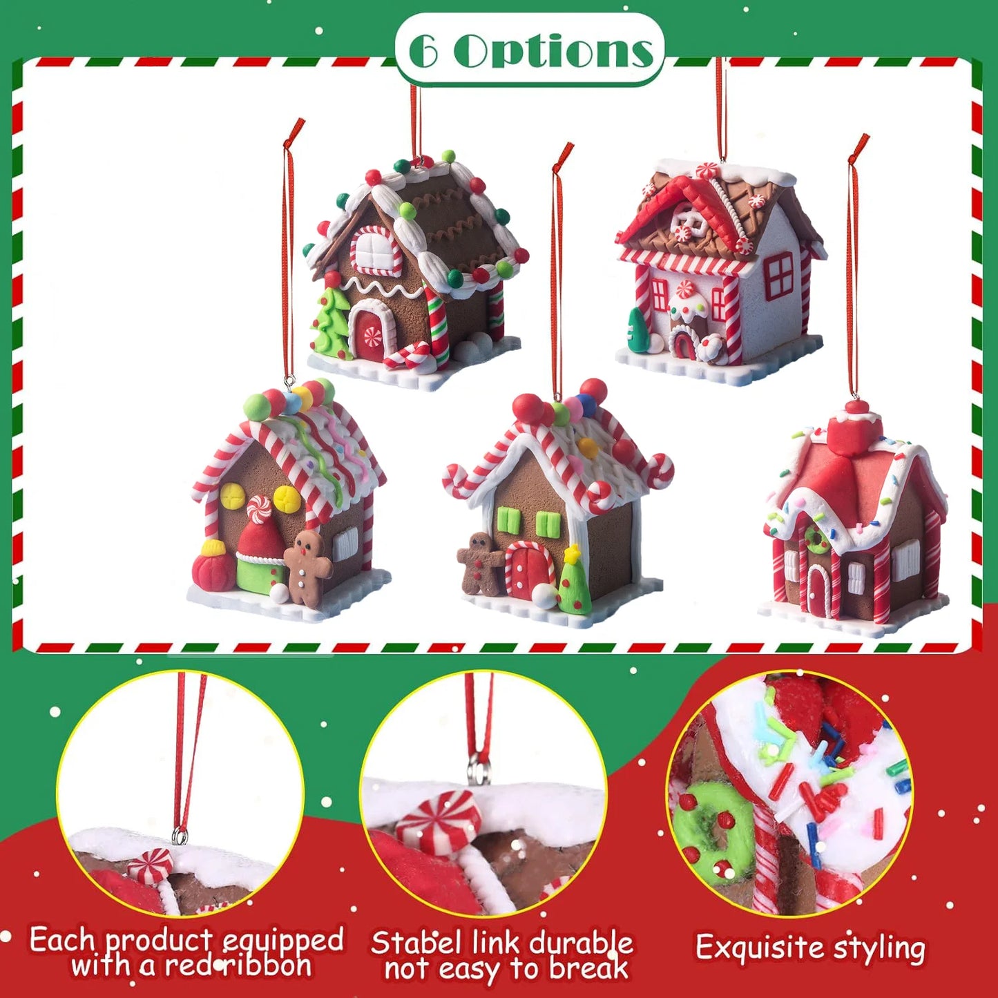 Christmas Ornaments Gingerbread House Hanging Set
