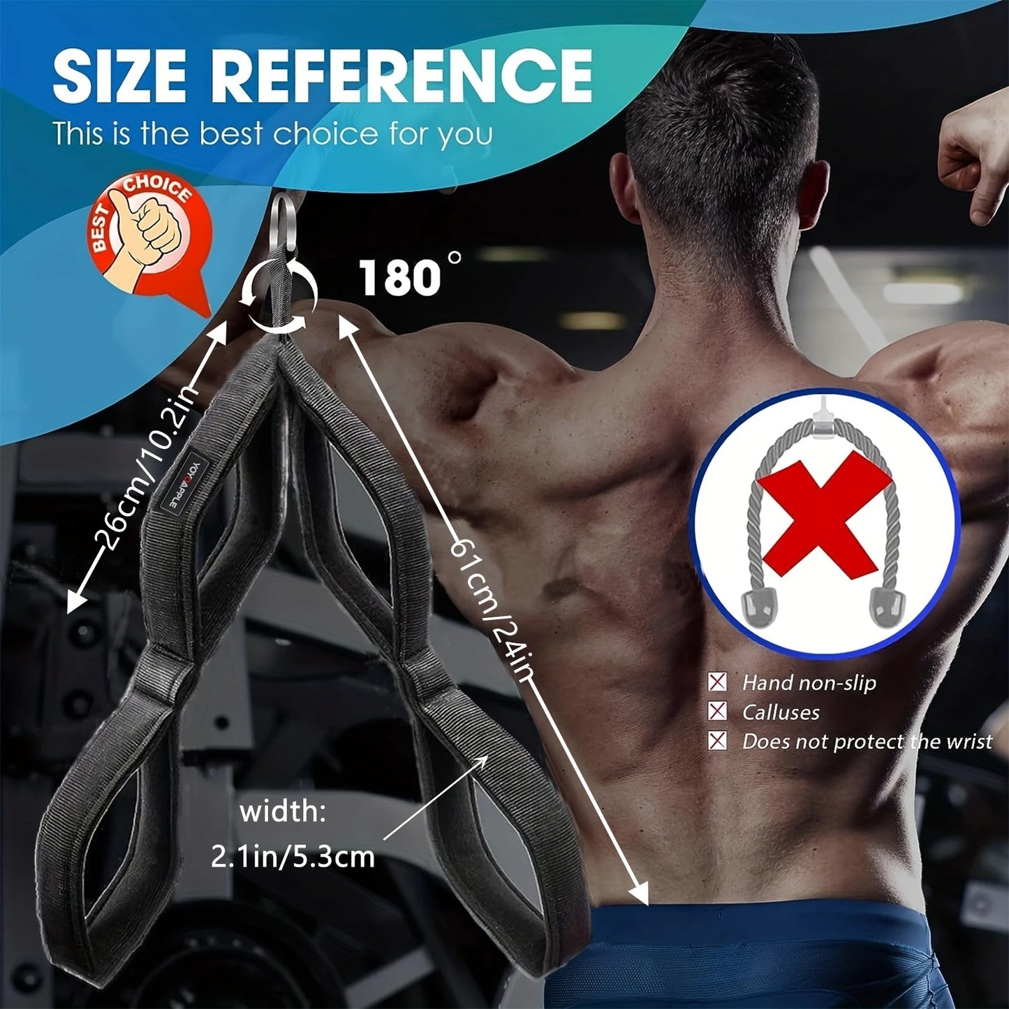 Tricep Rope Cable Attachment Gym Pulldown Handle