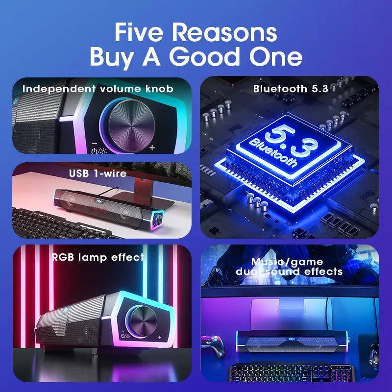 Bluetooth Computer Speakers with 5.0 Soundbar Stereo