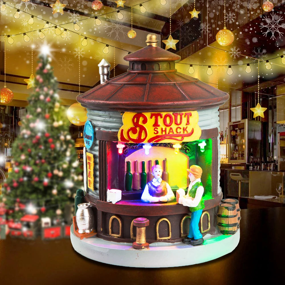 Christmas Village House with LED Light Up Figurine