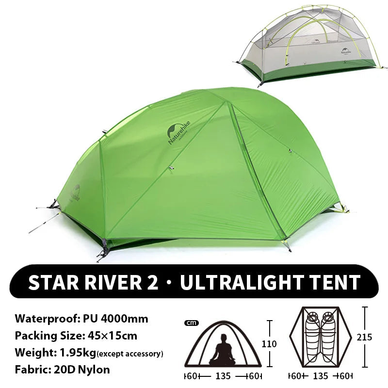 Outdoor Camping Tent with Ultralight Waterproof Double Layer (2 Person)