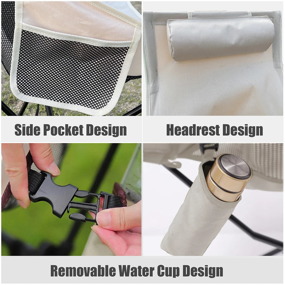 Camping Chair Folding Portable Lightweight Aluminum Headrest
