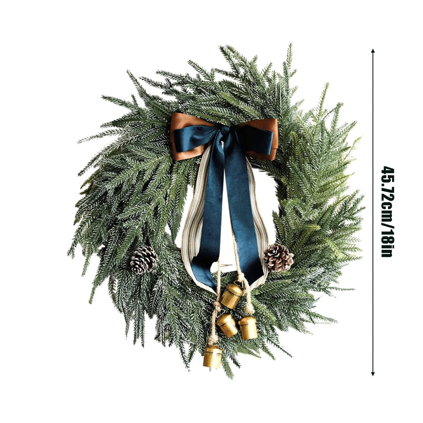 Christmas Wreath Artificial Norfolk Bells Ribbon