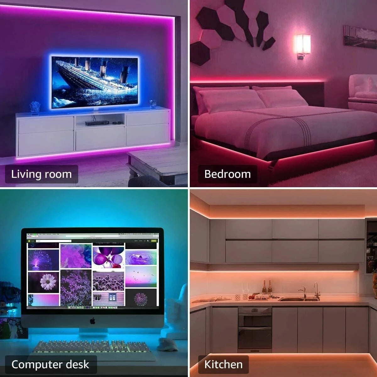 LED Strip Lights RGB Bluetooth Remote USB Flexible Ribbon