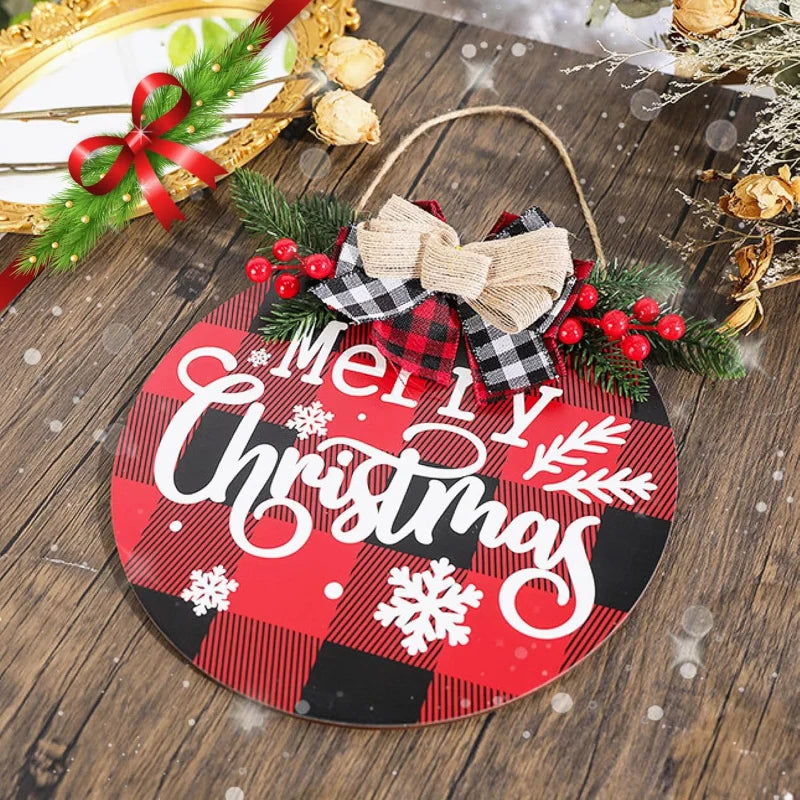 Christmas Wreath Wooden Rustic Buffalo Plaid