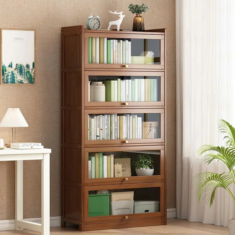Bookshelf Storage Cabinet with Flip Doors