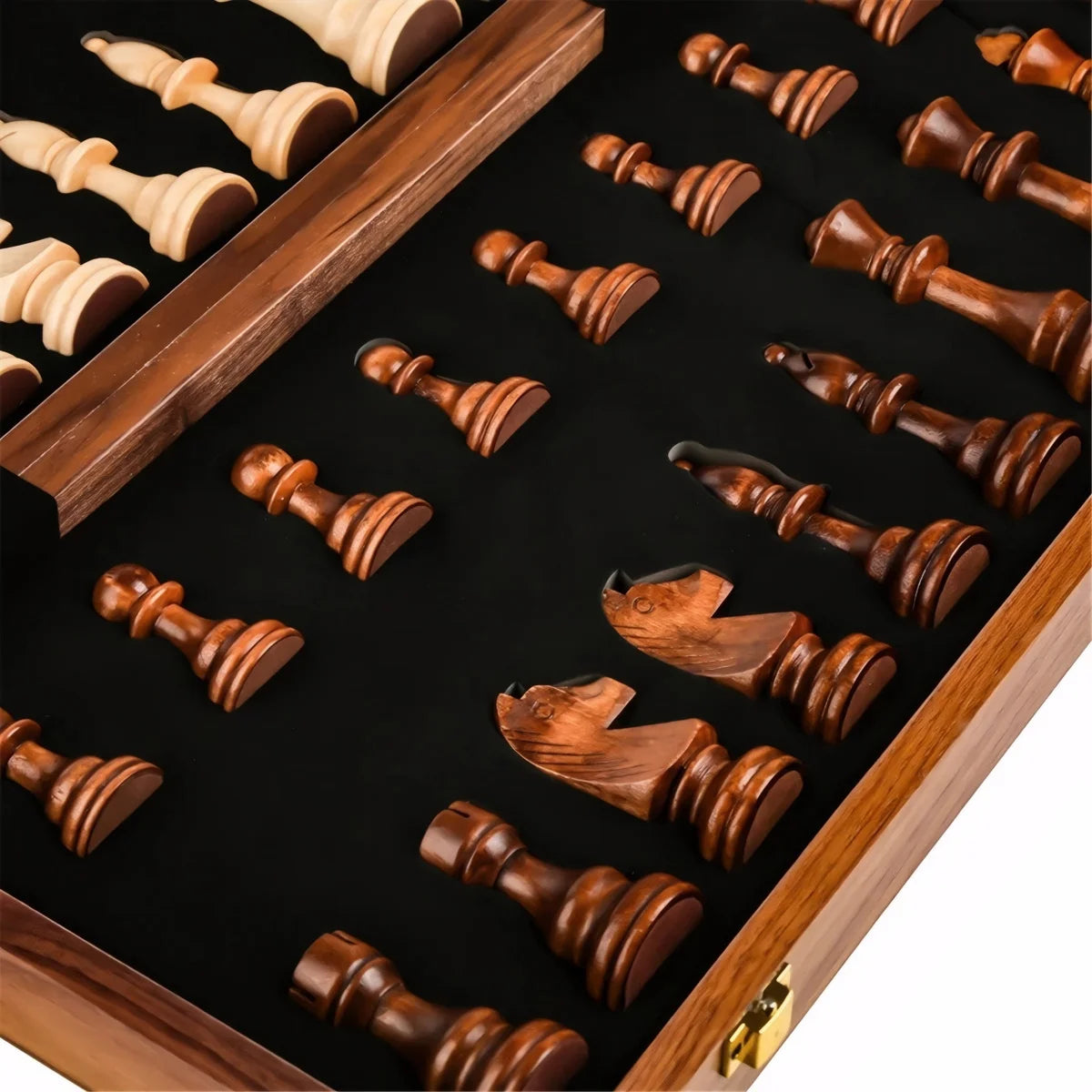 Chessboard Wooden Folding 39cm with Pieces