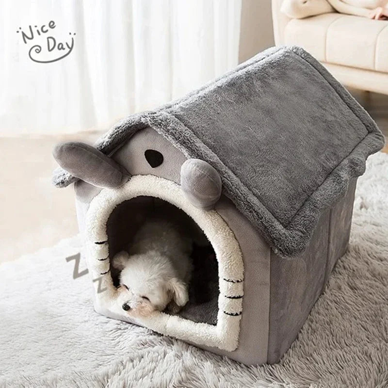 Pet House Folding Winter Bed with Removable Cover