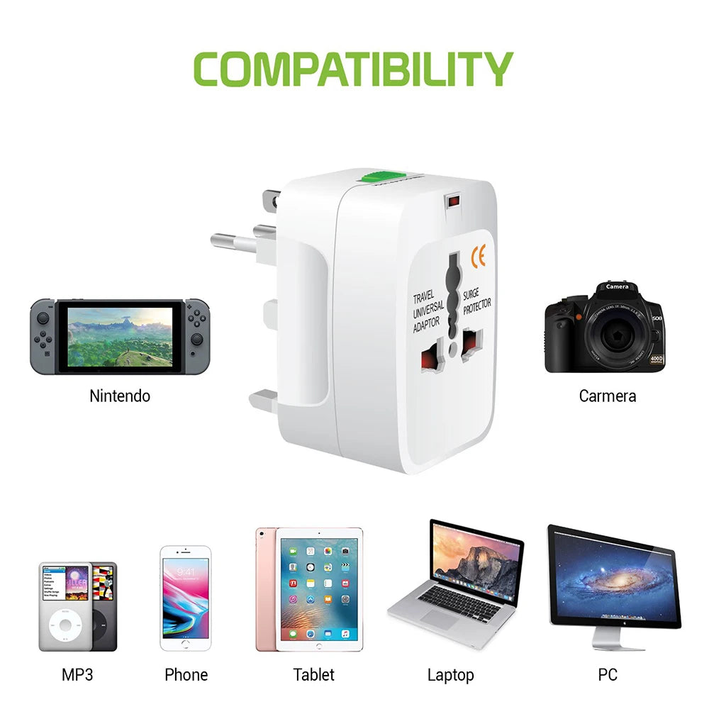 Universal Plug Travel Adapter with USB Type C Ports