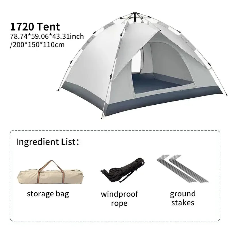 Outdoor Camping Tent with Automatic Quick Opening (3-4 Person)