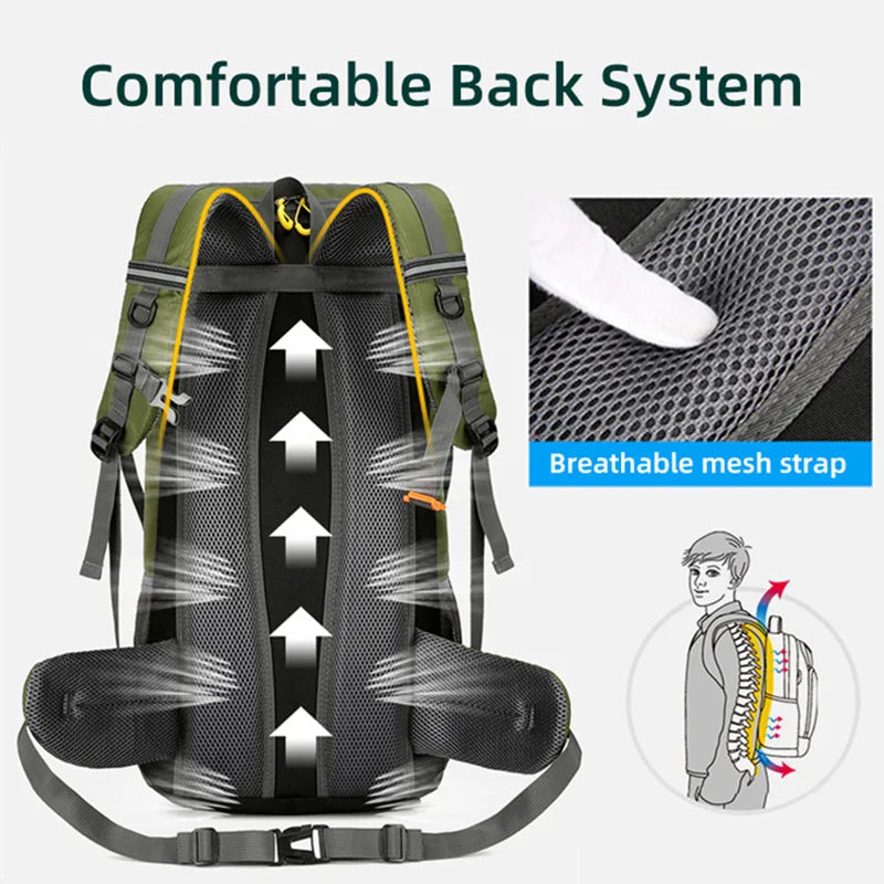 Backpack Hiking 50L Waterproof Travel Rucksack Nylon