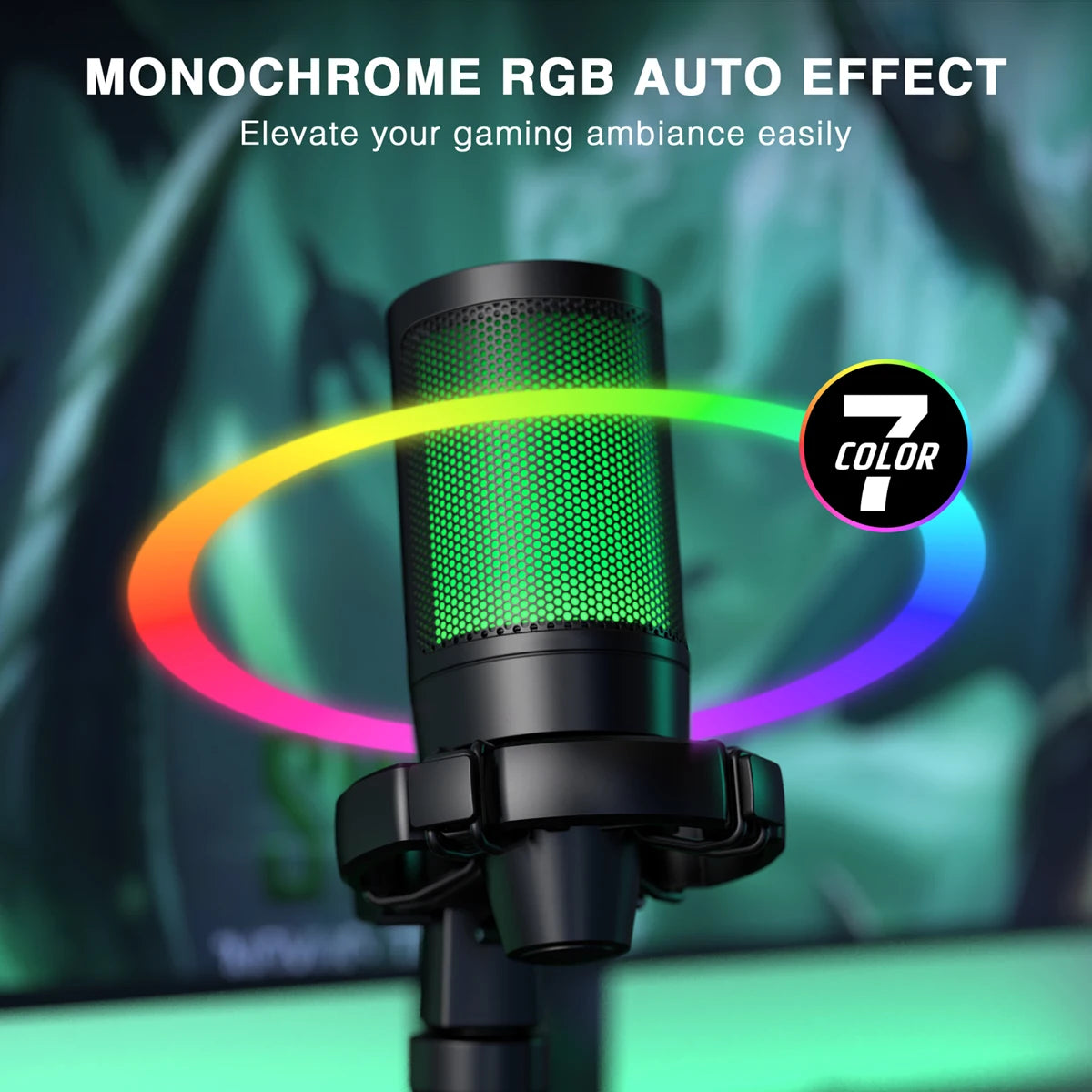Gaming Microphone RGB USB Condenser with Tripod Stand