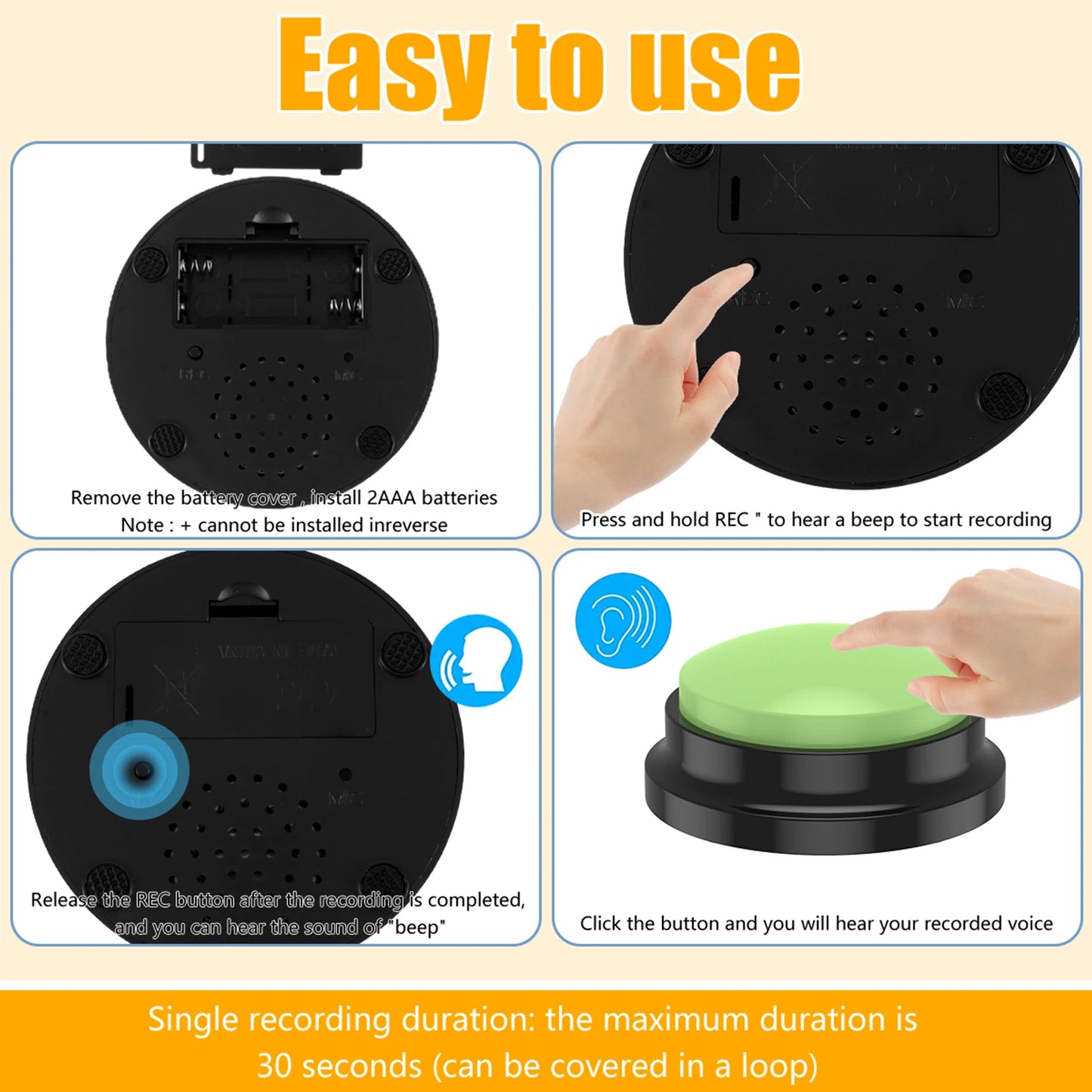 Dog Training Buttons Recordable Talking Pet Interactive Light