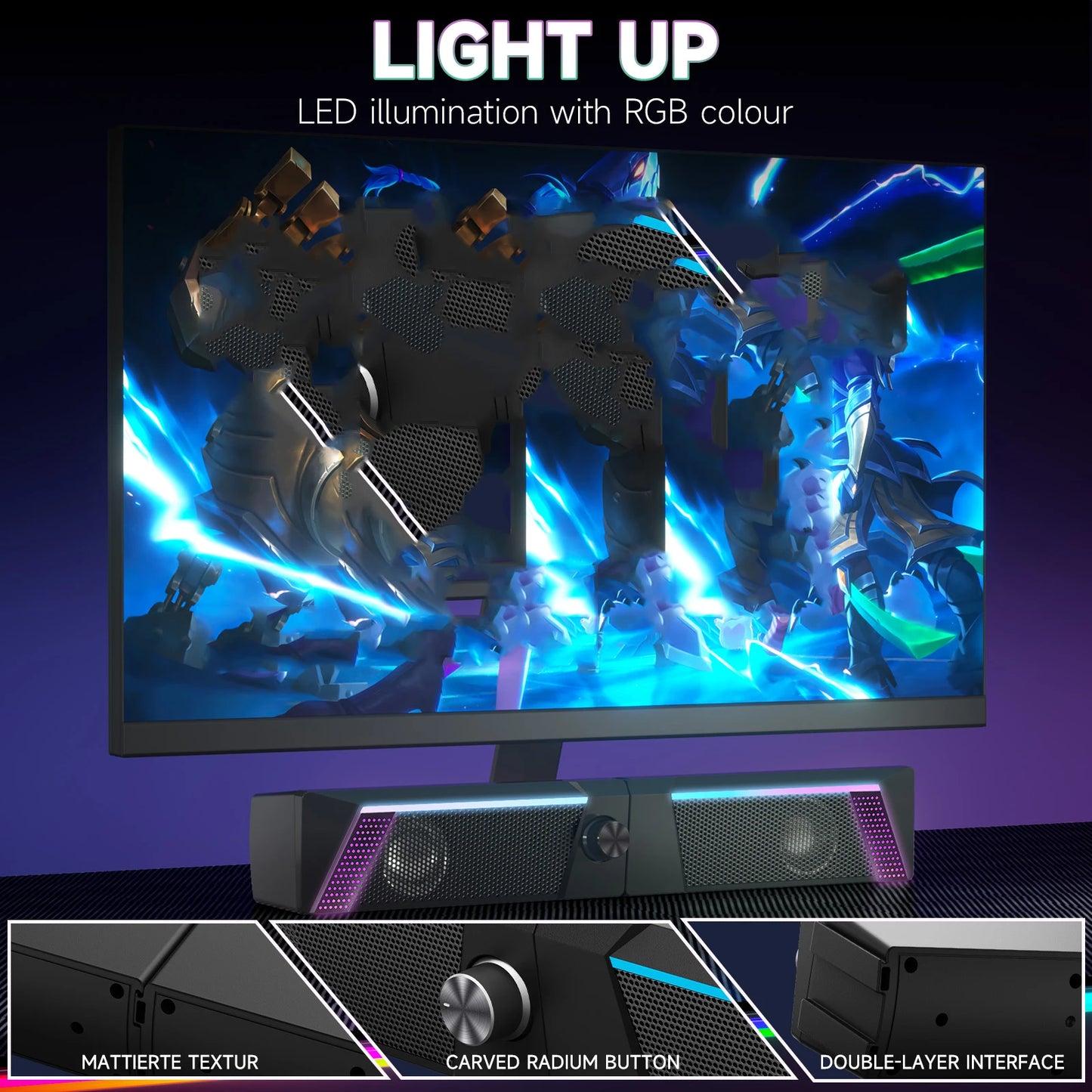 Computer Speaker RGB Light Subwoofer Bluetooth Soundbar