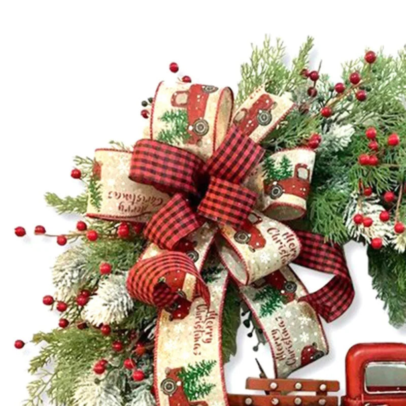 Christmas Wreath Red Truck Front Door Decoration