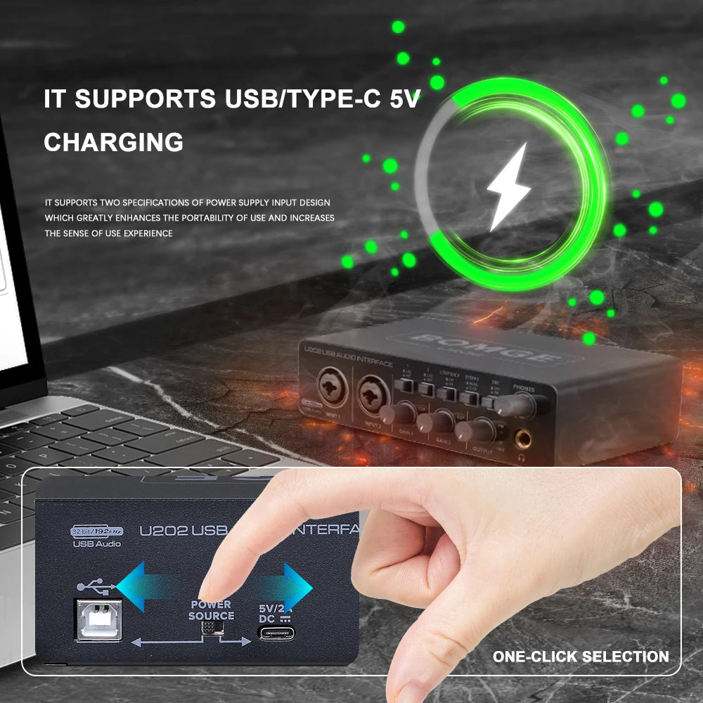 USB Audio Interface Mic Preamplifier 48V 32Bit