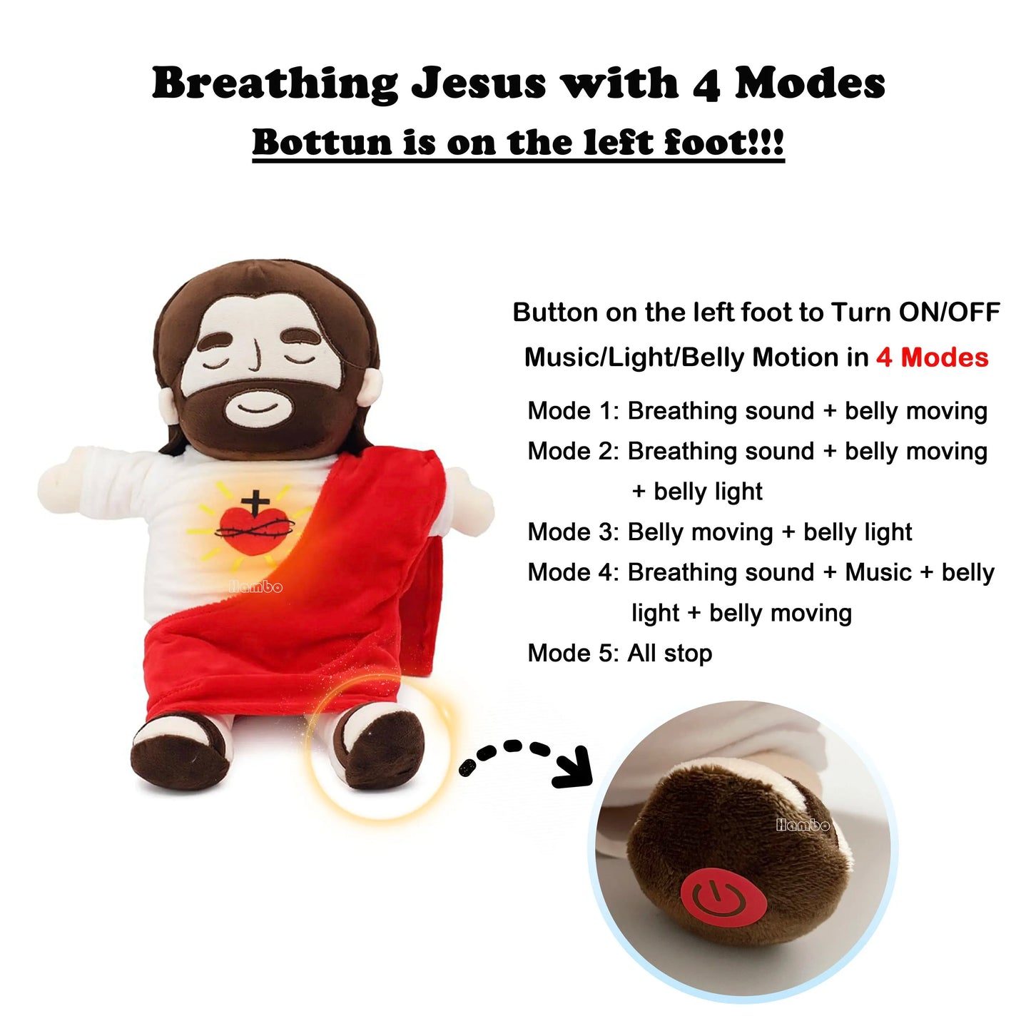 Plush Toy Jesus Breathing Soothing Soft Doll