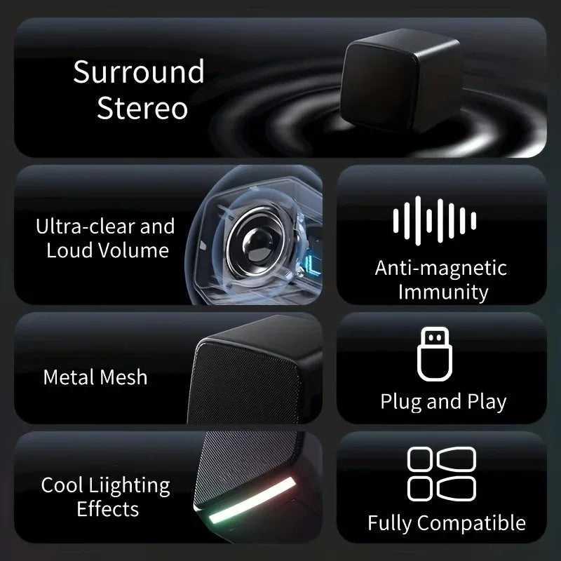 USB Wired 3D Surround Sound Computer Speaker