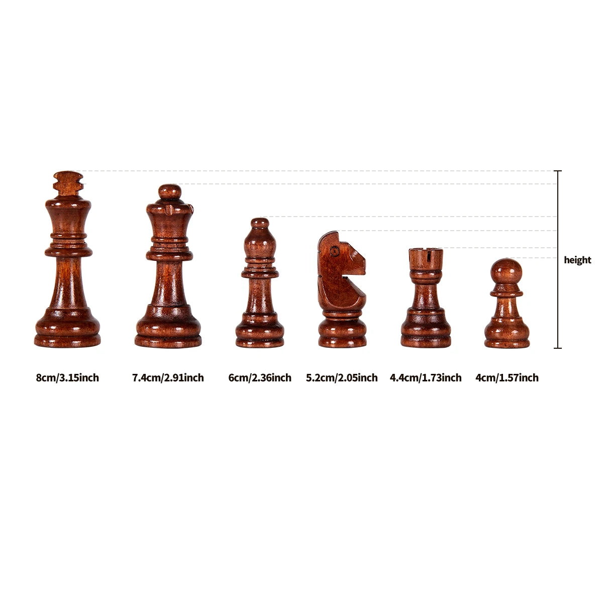 Chessboard Wooden Folding 39cm with Pieces