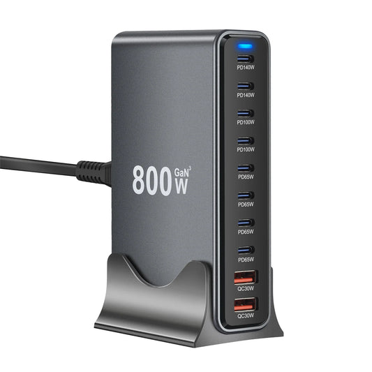 800W 10-Port USB-C GaN Fast Desktop Charger