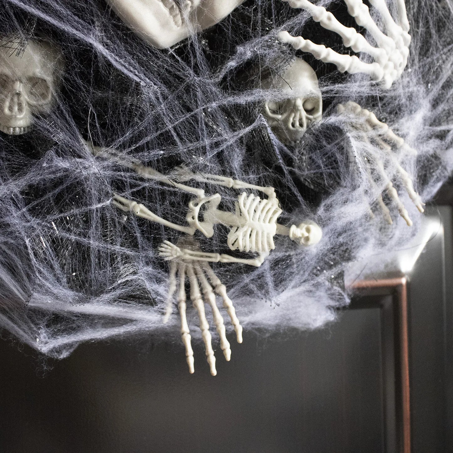 Halloween Wreath Skeleton Spider Web Black