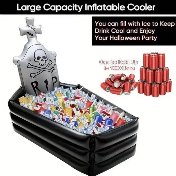 Halloween Skeleton Ice Bucket Inflatable Coffin Cooler