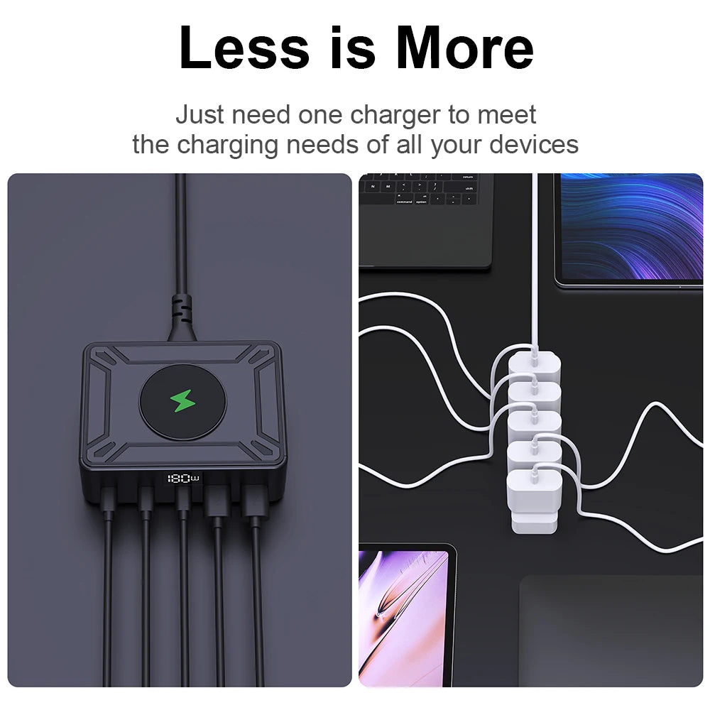 Charger GaN 205W Fast USB C Desktop Digital Display