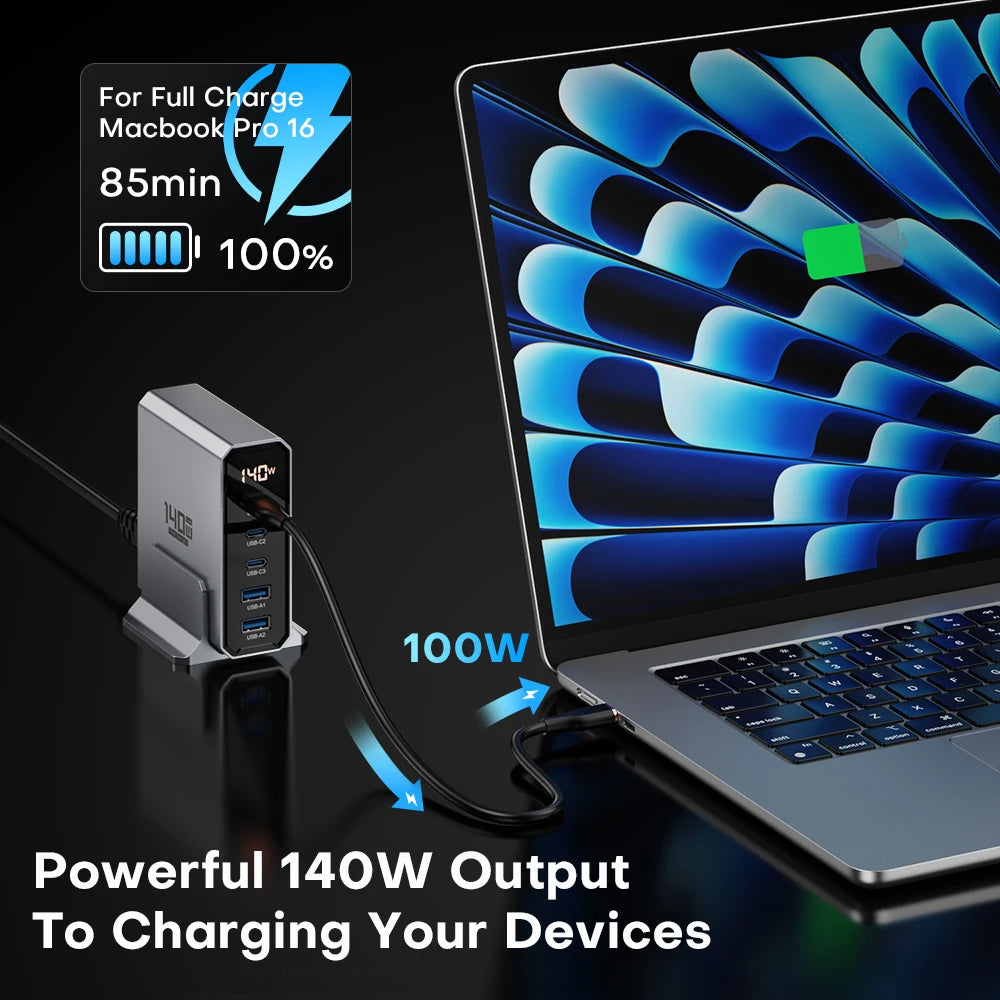 140W 5-Port USB-C GaN Fast Charger