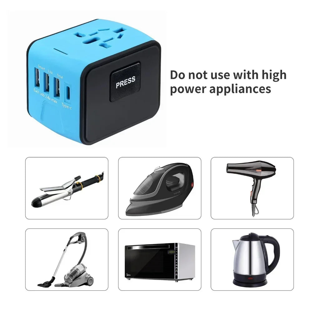 Travel Adapter Universal Plug with USB Type-C Ports