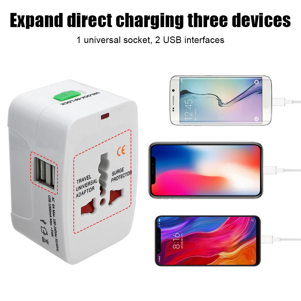 Universal Plug Travel Adapter with USB Type C Ports