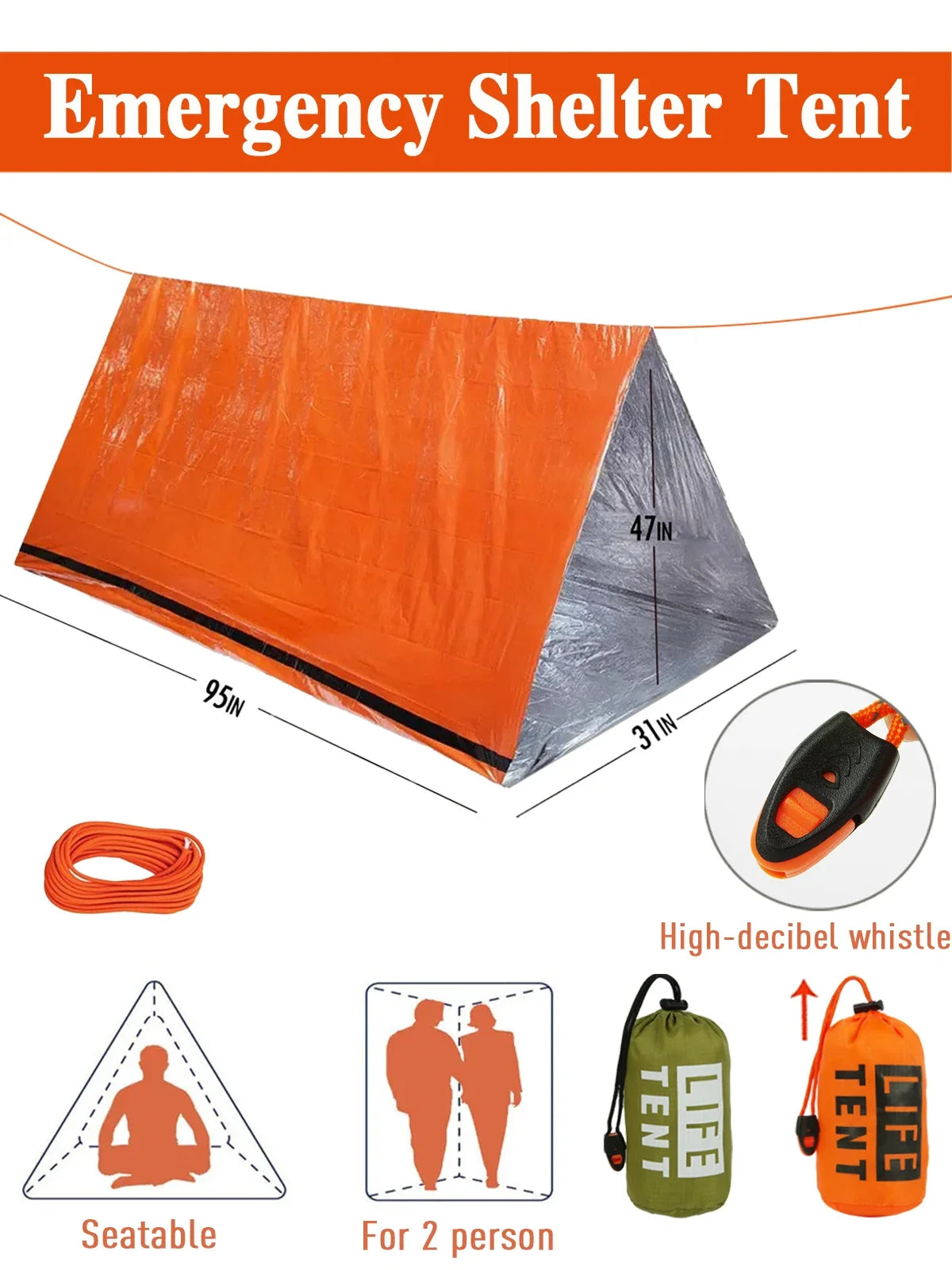 Emergency Tent with Waterproof Portable for 2 Person