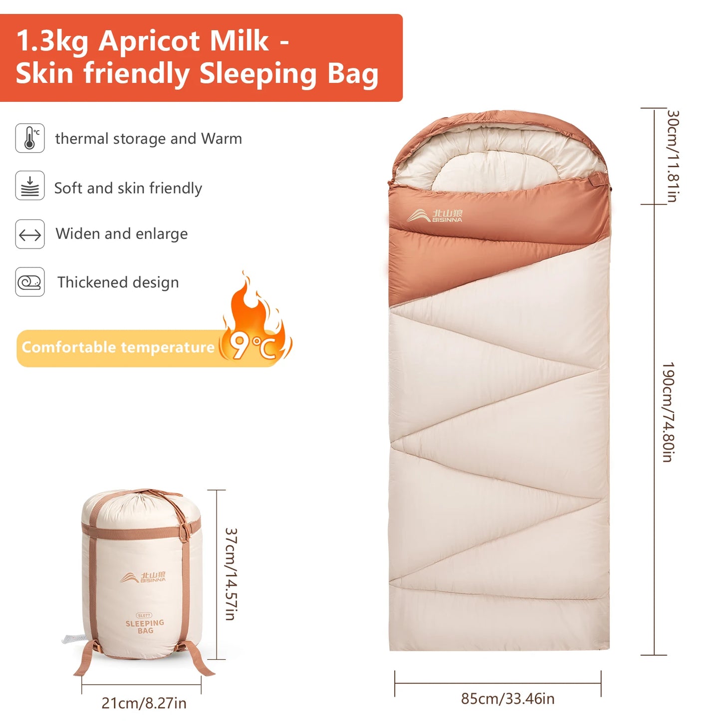 Outdoor Sleeping Camping Bag with Ultralight 4 Season Cotton