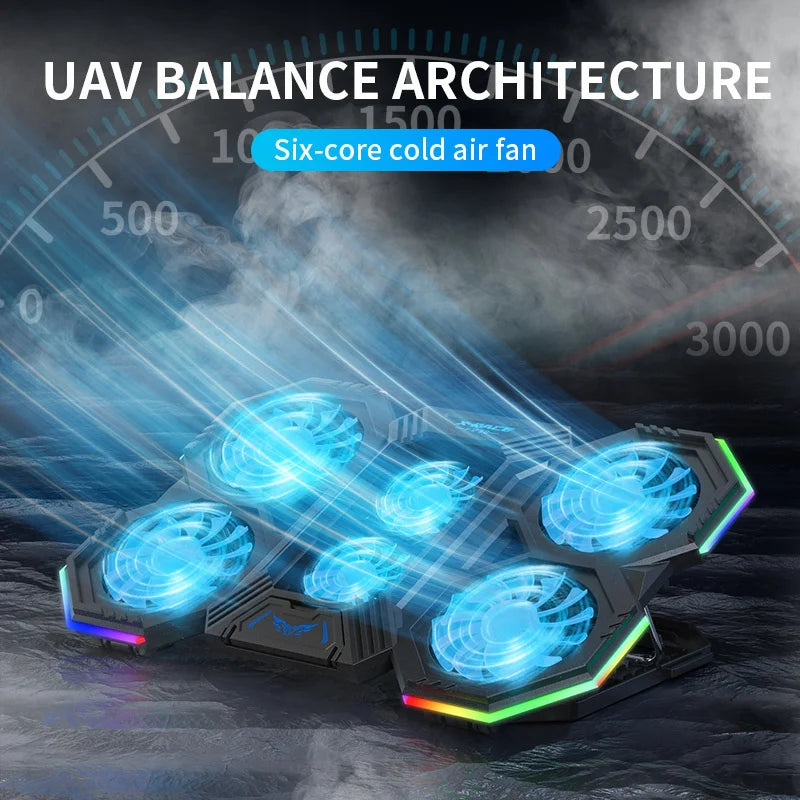 Laptop Cooling Pad RGB Stand with 6 Fans