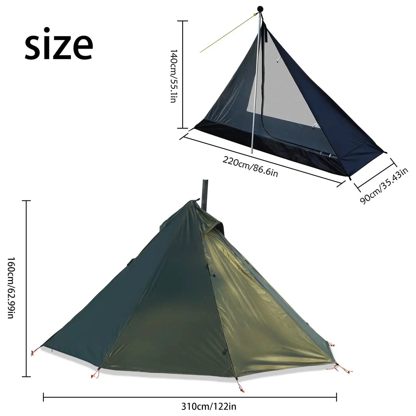 Outdoor Camping Tent with Pyramid Ultralight (1 Person)