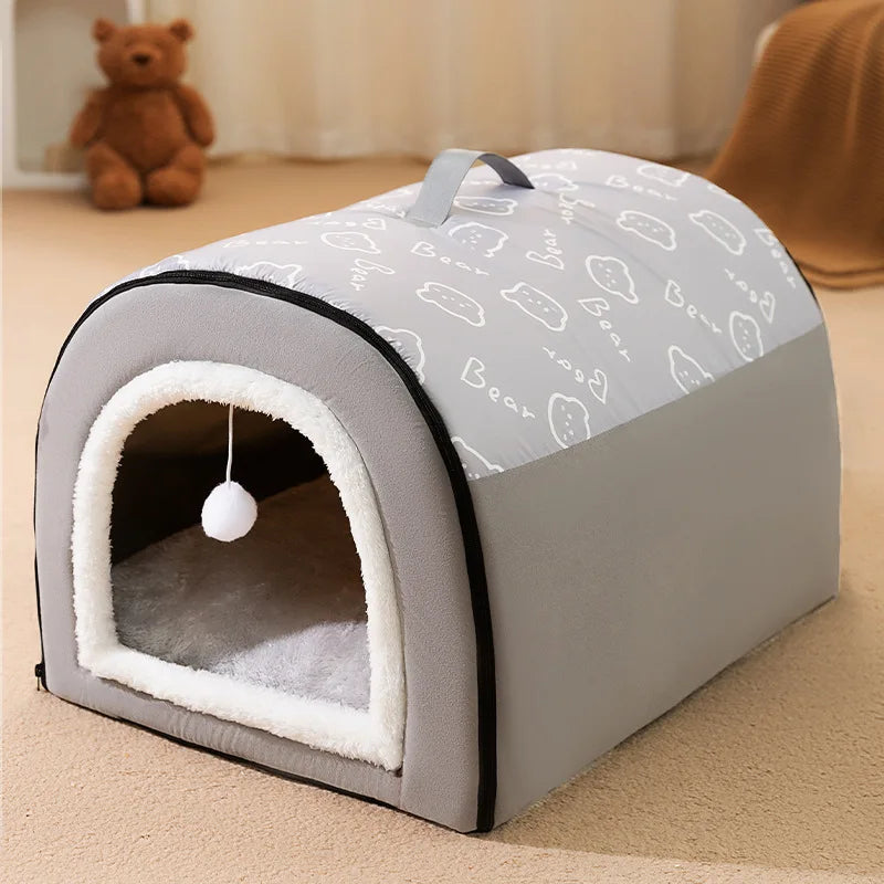 Dog House Detachable Warm Bed with Non-Slip Base