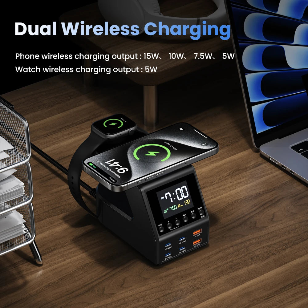 Charger Station GaN 240W Wireless USB-C Fast
