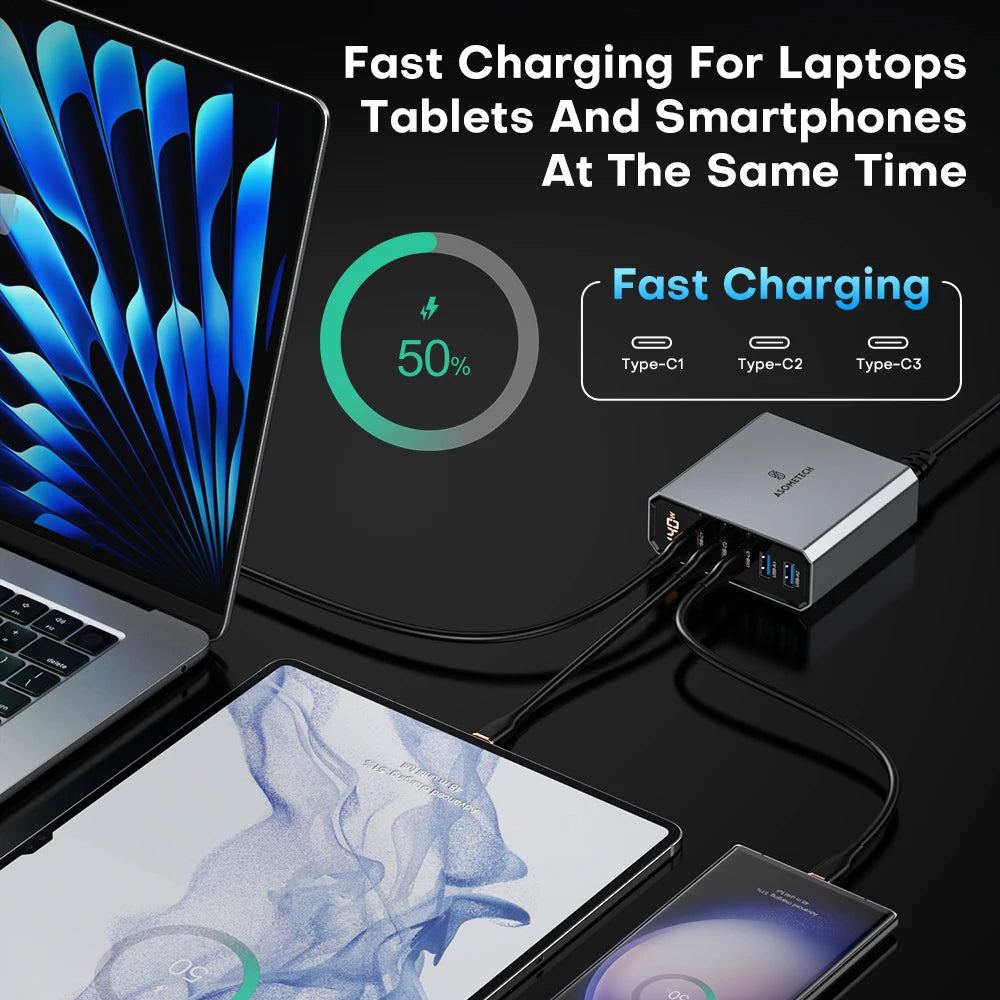 140W 5-Port USB-C GaN Fast Charger