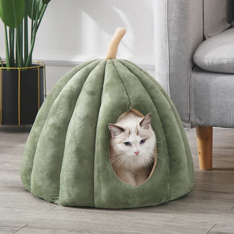 Cat Bed Warm Detachable Washable Pumpkin House