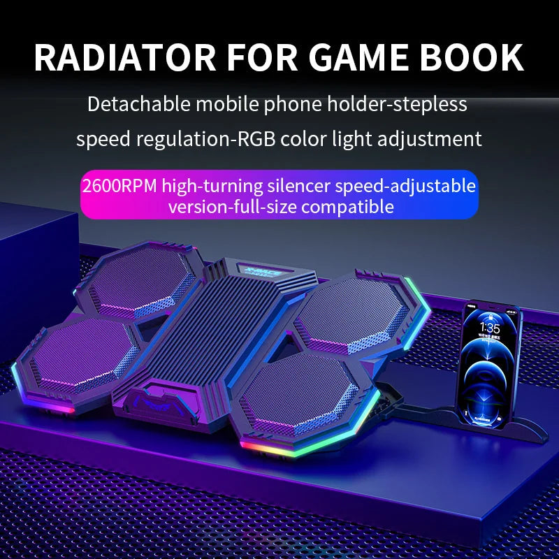 Laptop Cooling Pad RGB Stand with 6 Fans