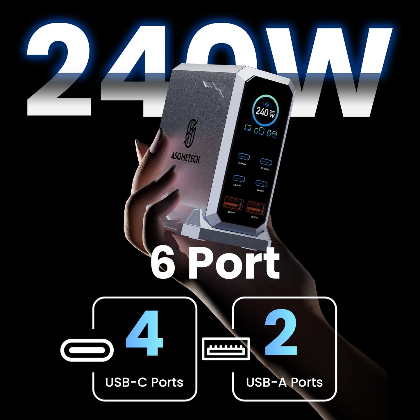 Charger GaN 240W USB C Desktop Fast Charging